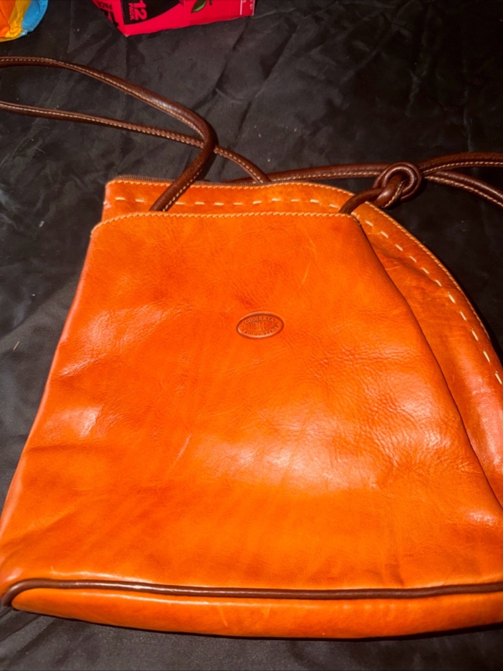 Vintage Cuoieria Fiorentina Leather Bag Burnt Orange Italian Artisan Purse Back